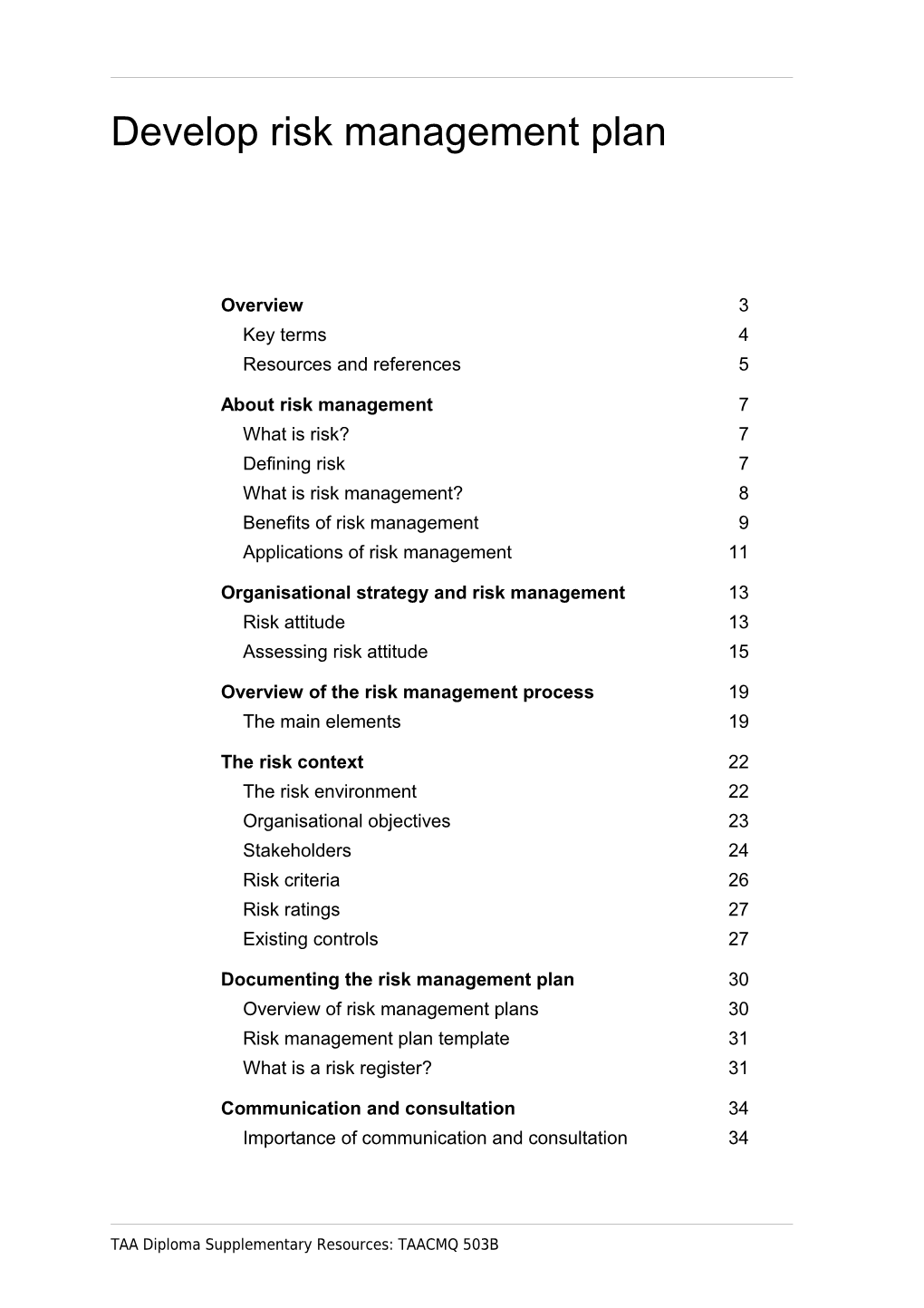 Develop Risk Management Plan