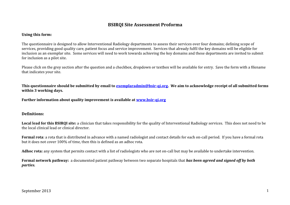 BSIRQI Site Assessment Proforma s1