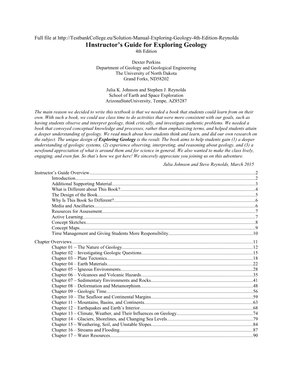 Instructor S Guide for Exploring Geology