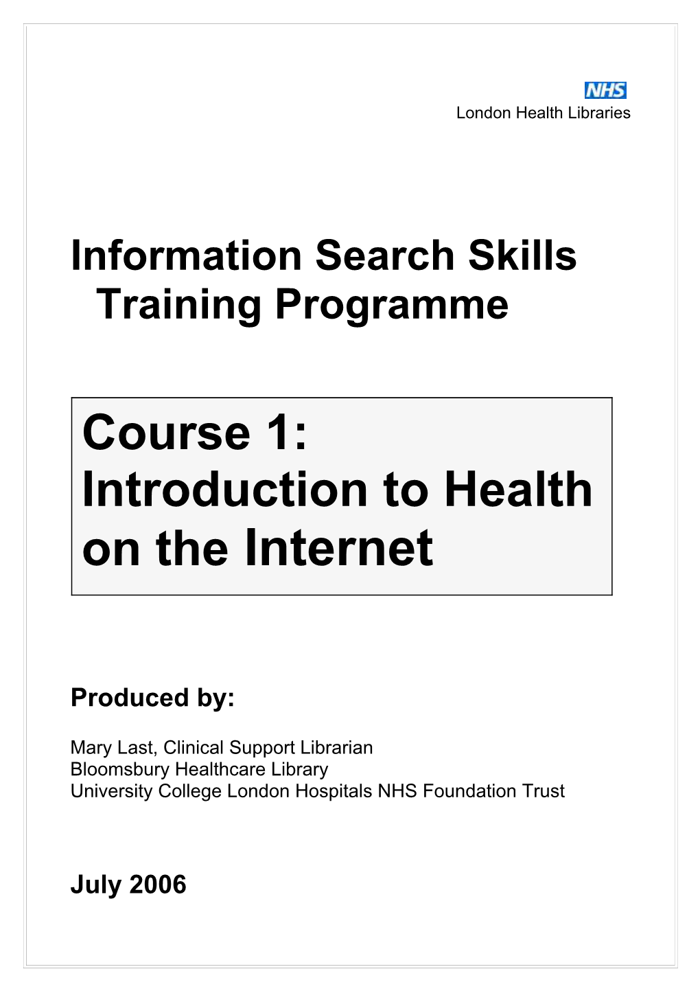 Information Search Skills Training Programme