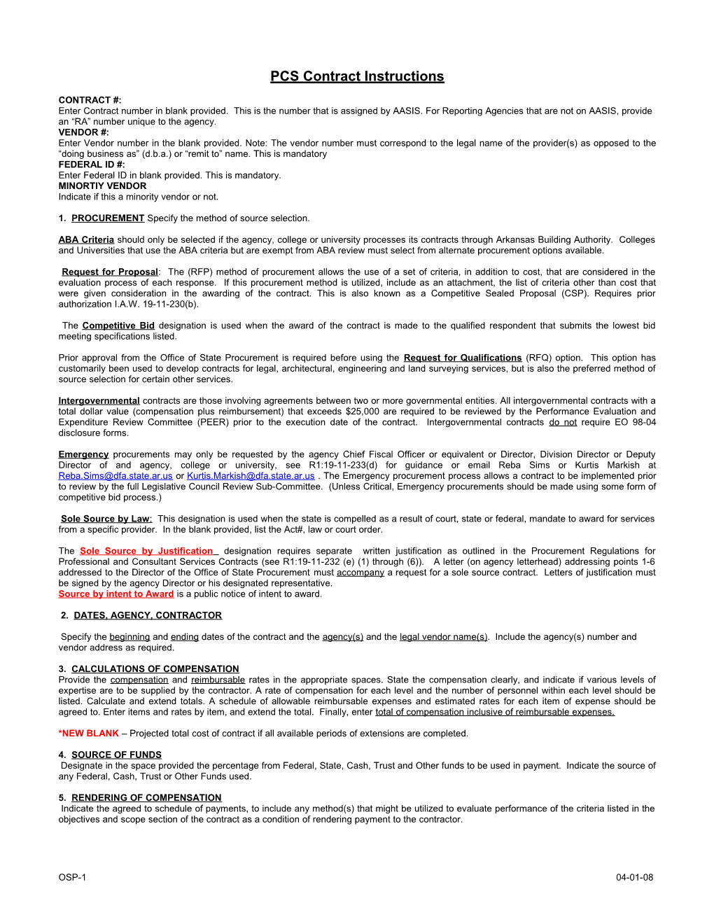 Professional and Consultant Service Contract Instruction Sheet