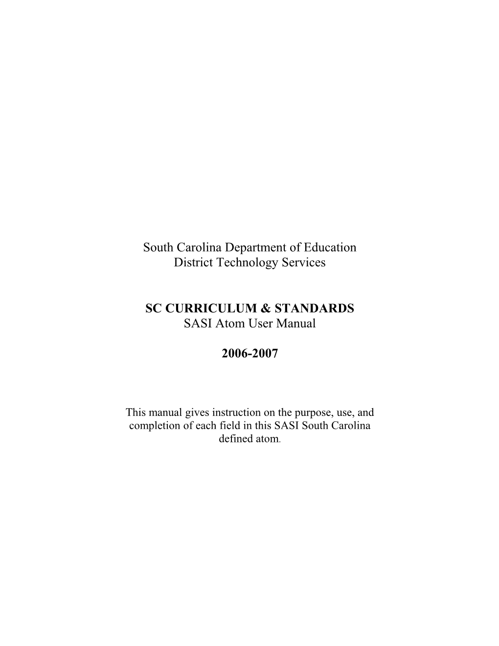 SC Curriculum Standards 2004 Atom