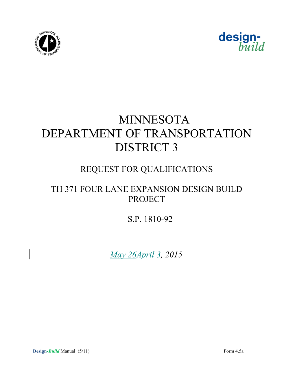 Th 371 Four Lane Expansion Design Build Project