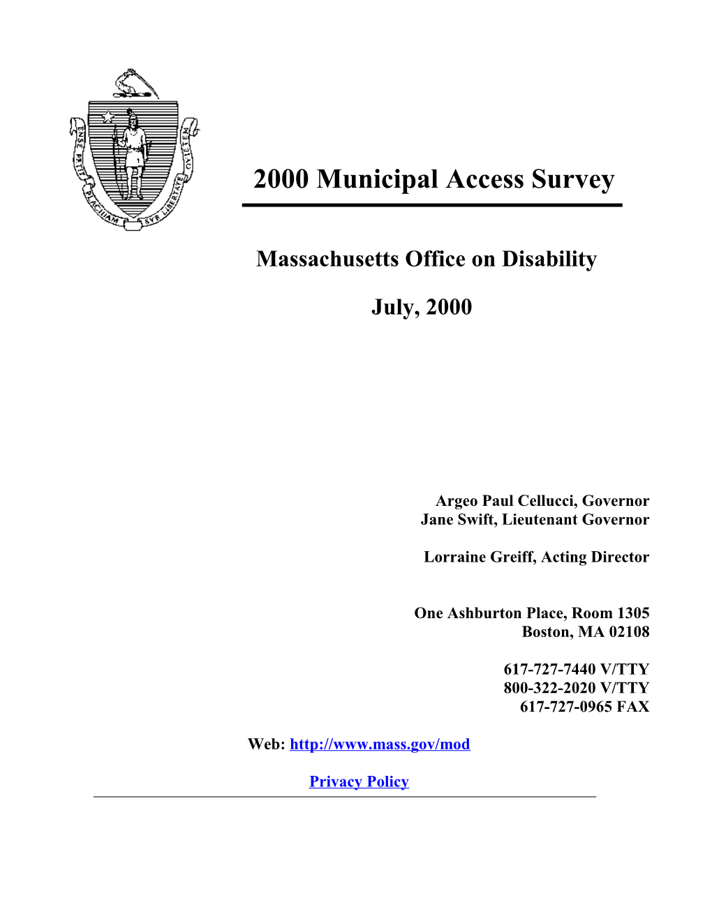 2000 Municipal Access Survey