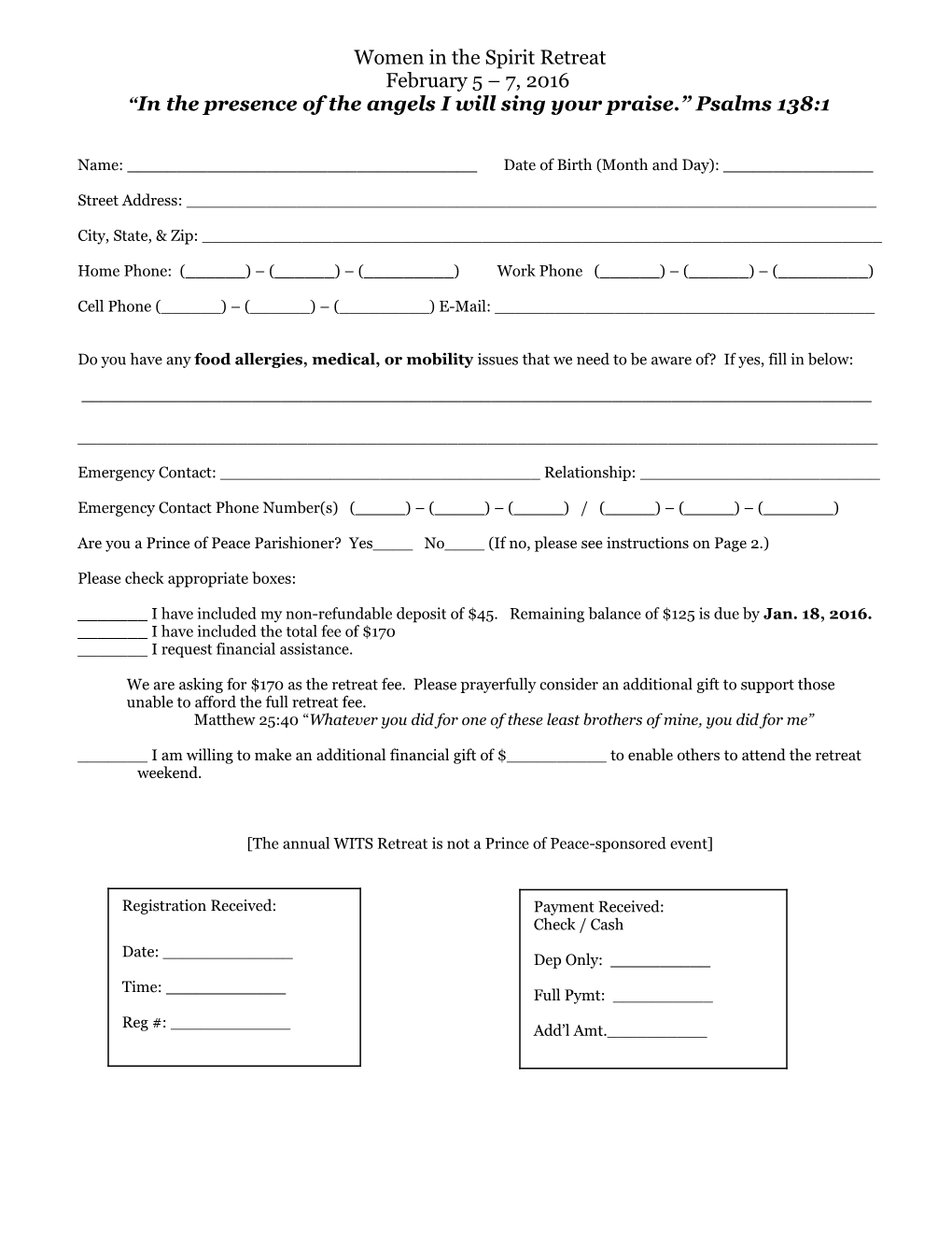 Retreat Registration Form