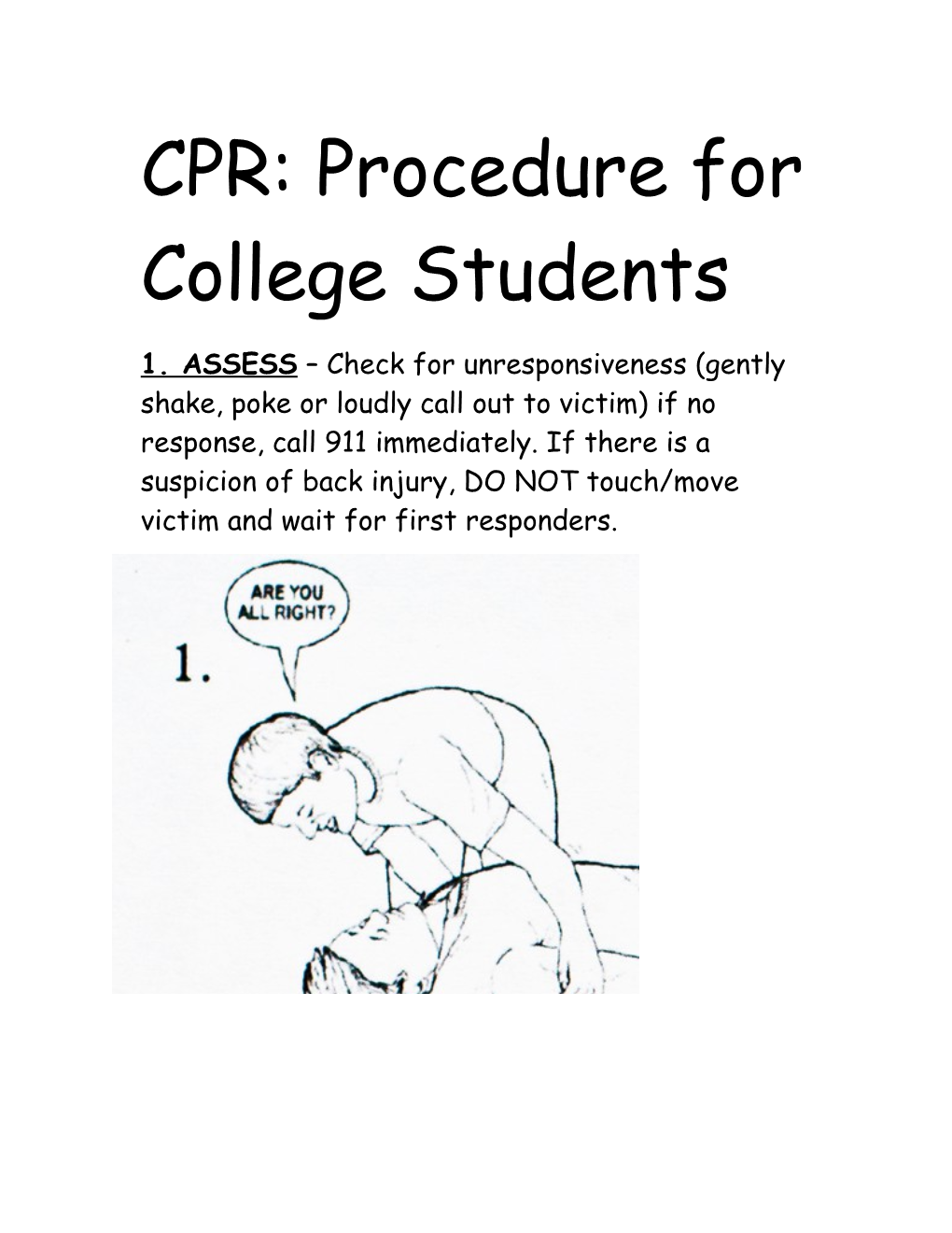 CPR: Procedure for College Students
