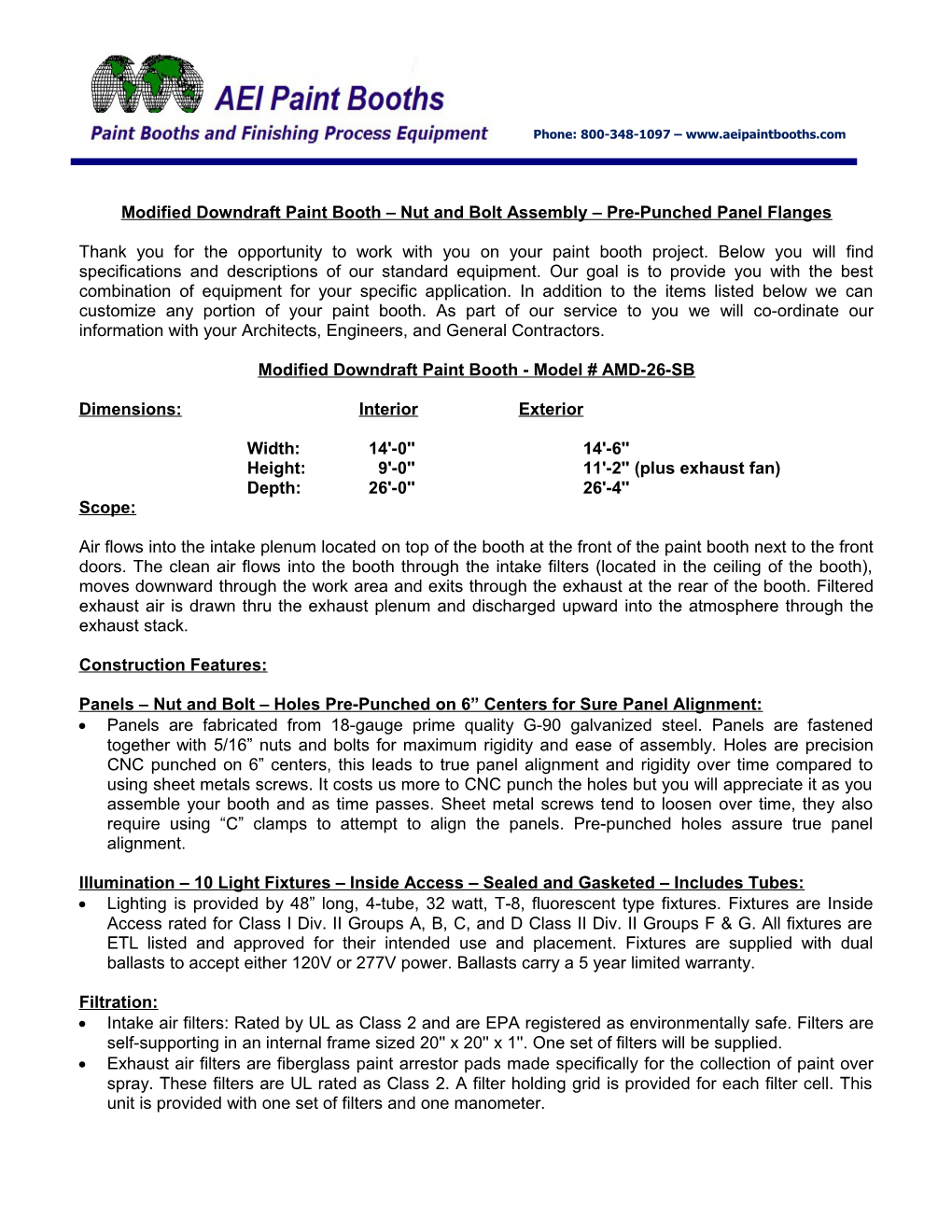 Modified Downdraft Paint Booth Nut and Bolt Assembly Pre-Punched Panel Flanges