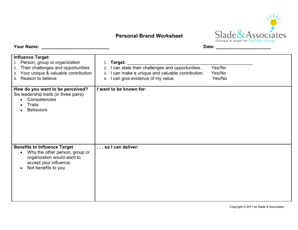 Personal Brand Worksheet