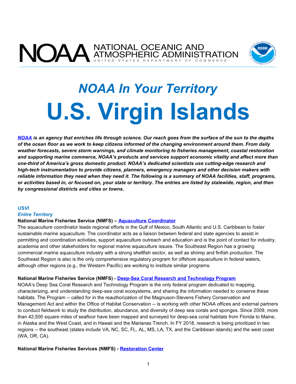 NOAA in Your State - U.S. Virgin Islands