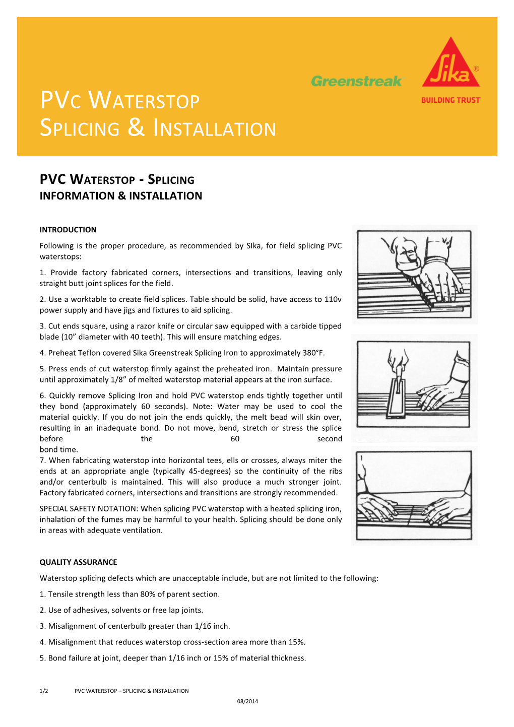PVC Waterstop - Splicing Information & Installation