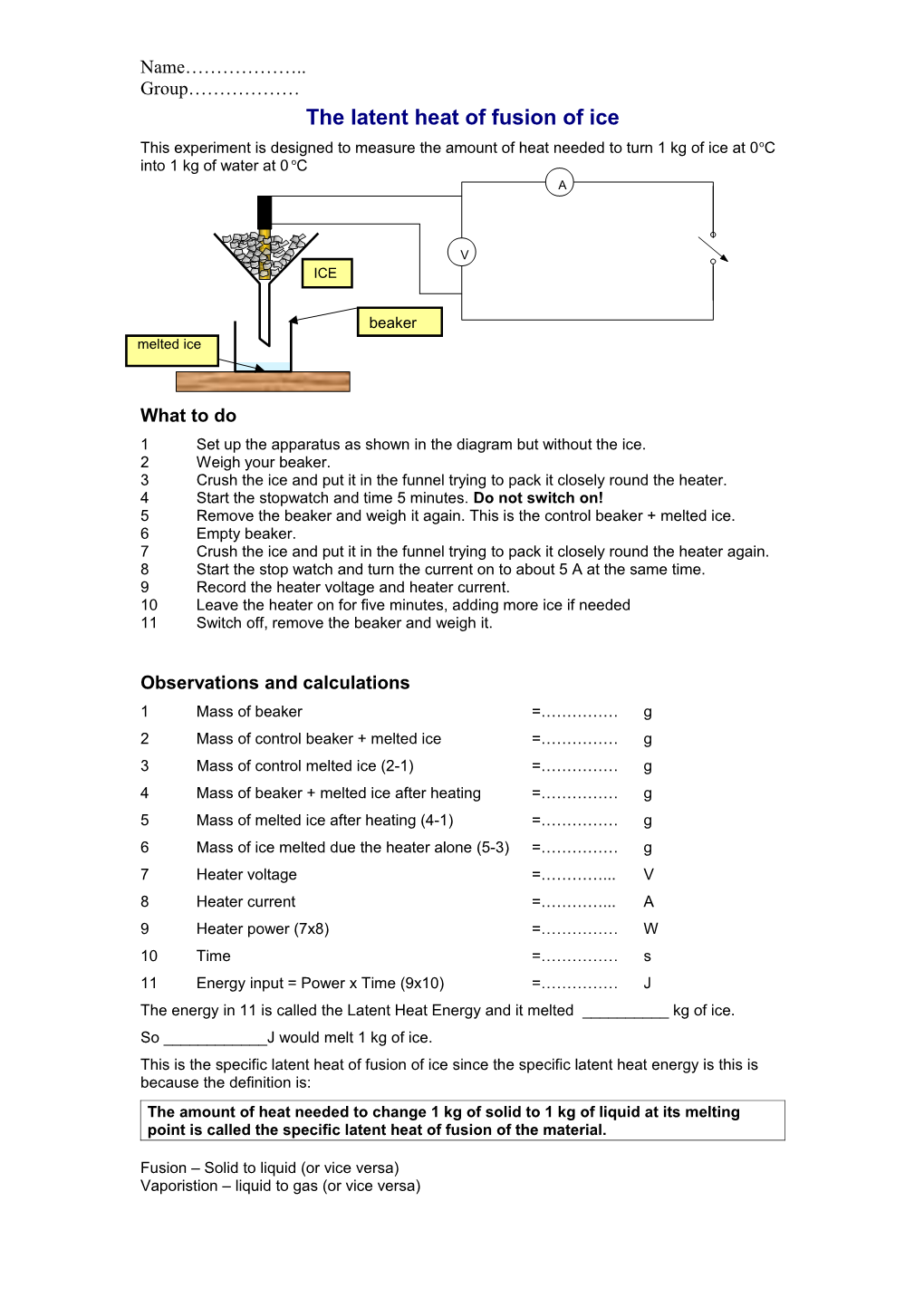 TAP 608- 2: the Latent Heat of Fusion of Ice