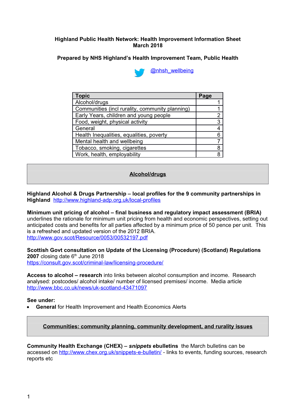 Health Improvement Information Sheet March 2018