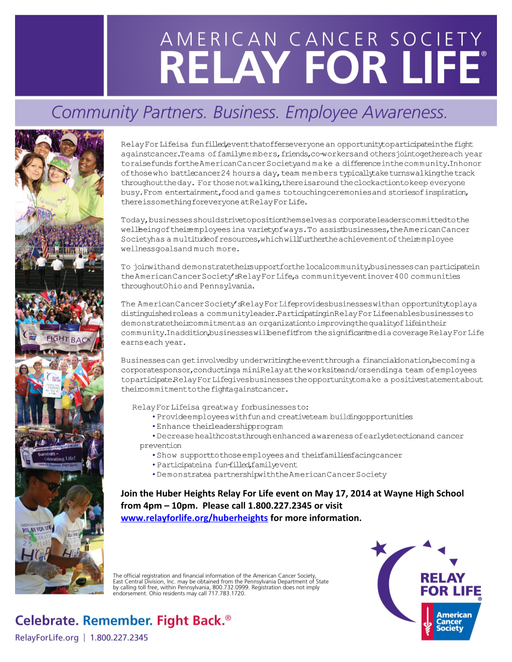 Relay for Life Is a Fun Filled, Overnight Event That Offers Everyone an Opportunity To