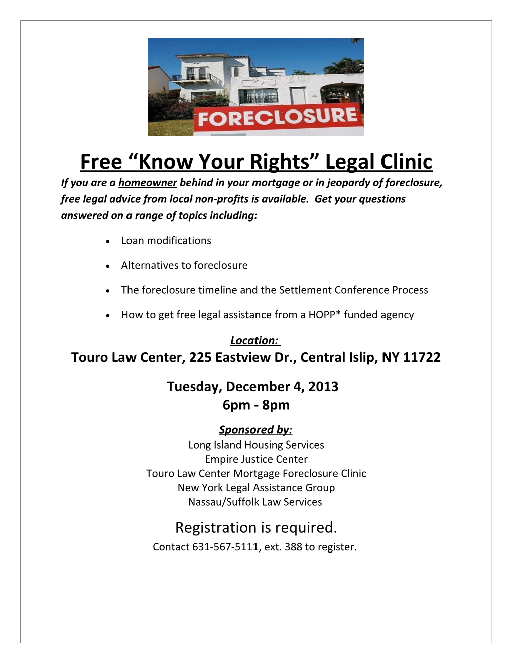 Free Know Your Rights Legal Clinic