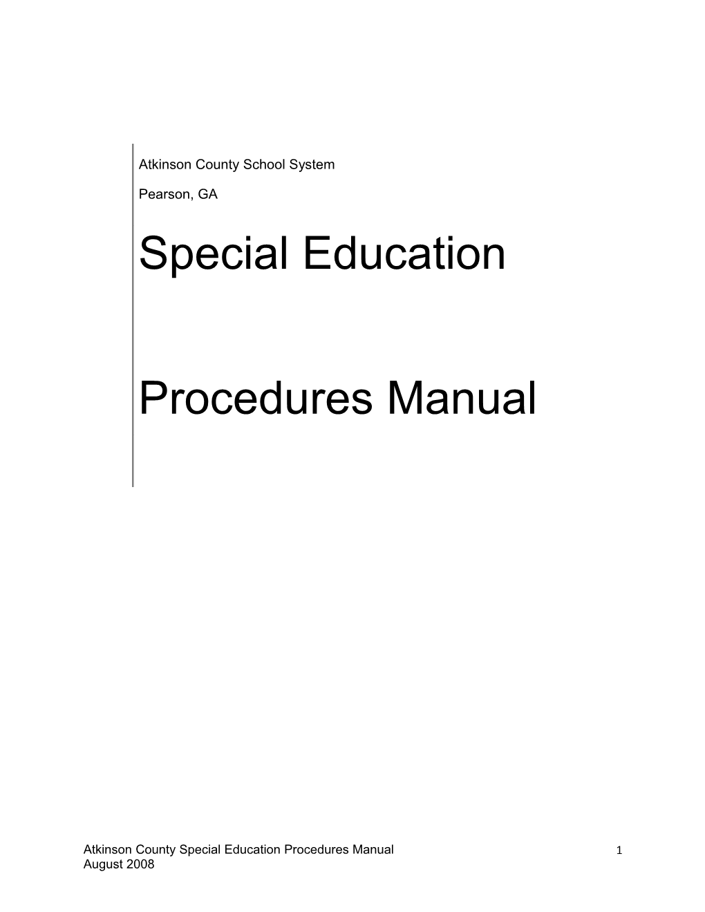 Special Education Procedures Manual