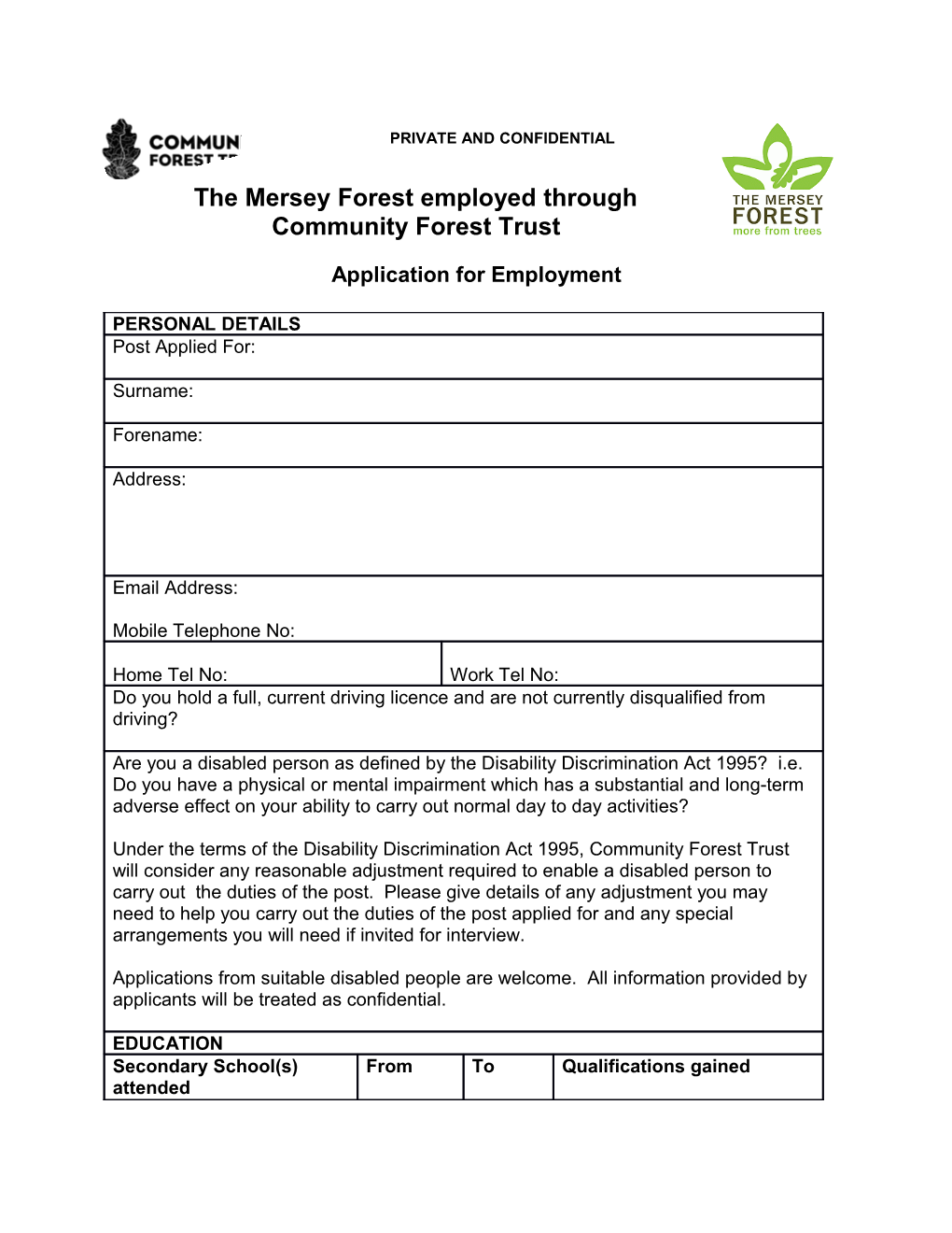 The Mersey Forest Employed Through