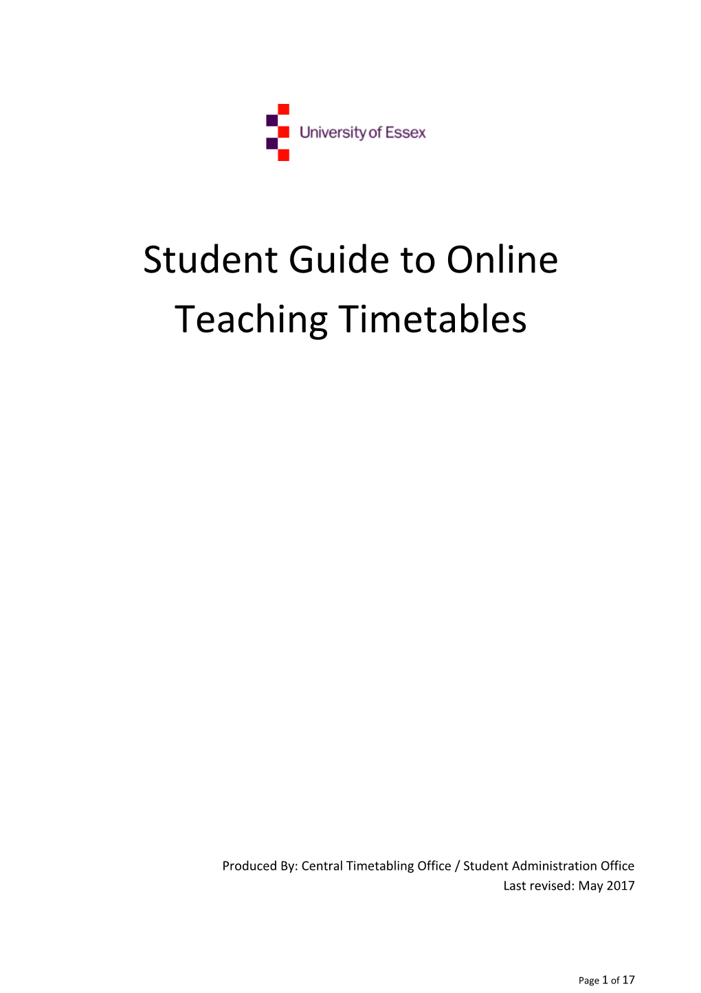 Student Guide to Online Teaching Timetables