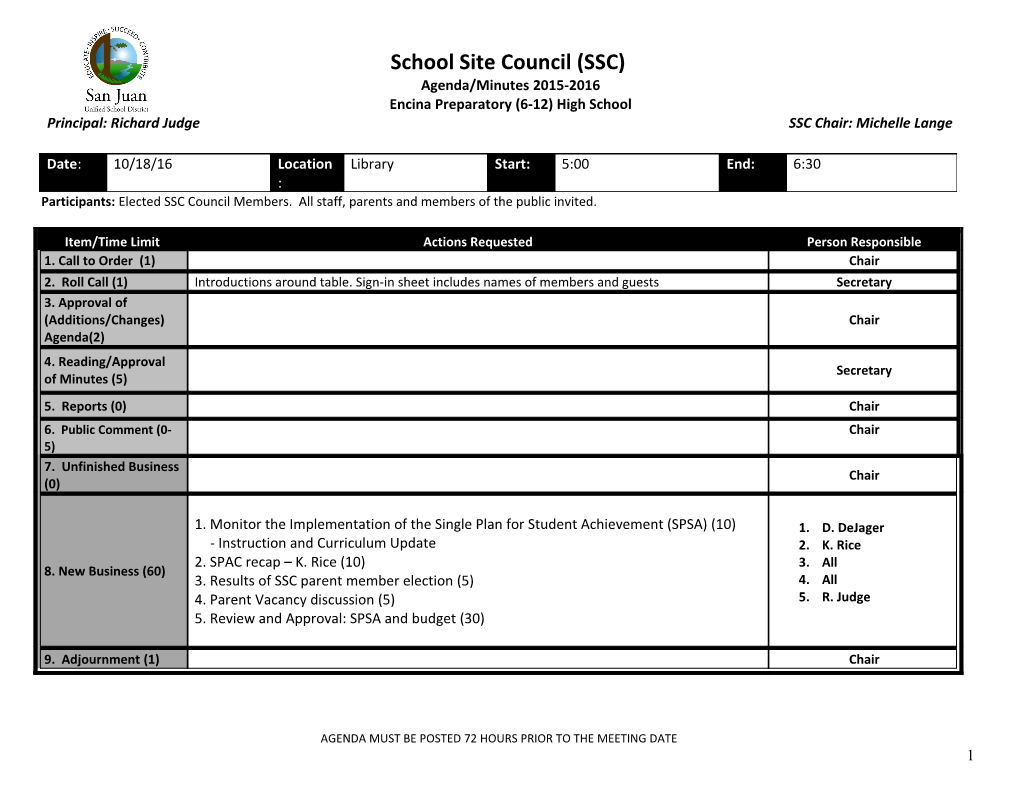 SSC Agenda-Minutes Template 11-12