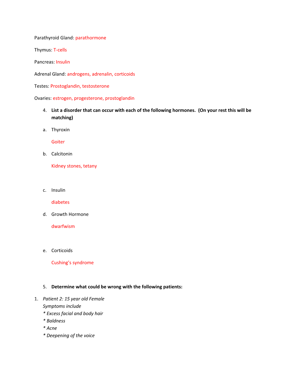 Endocrine System Study Guide ANSWER KEY