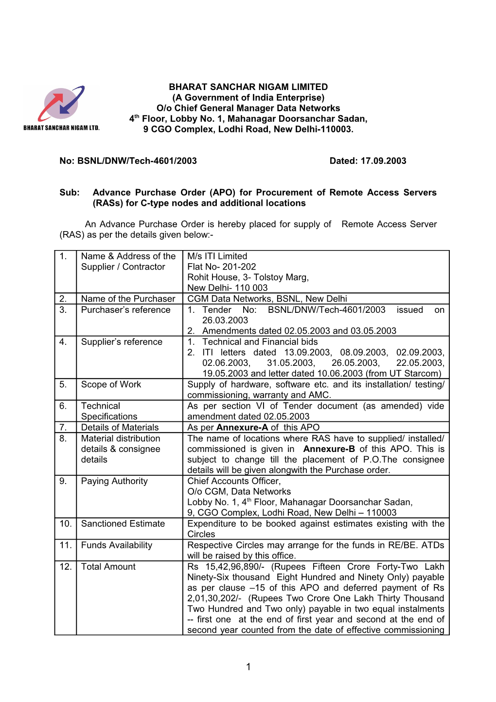 Bharat Sanchar Nigam Limited s19