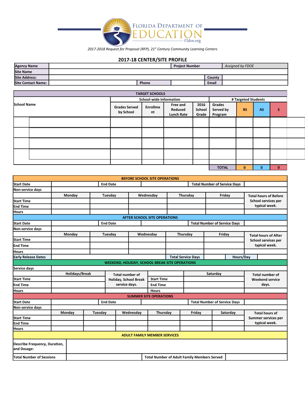 2017-2018 Request for Proposal (RFP), 21St Century Community Learning Centers