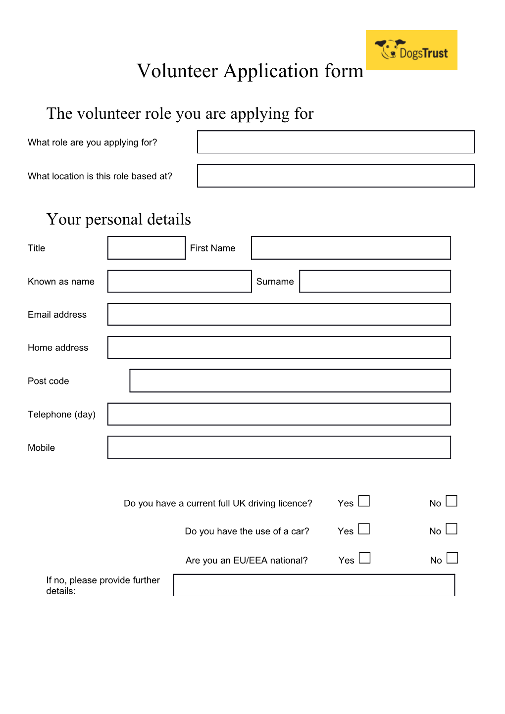 The Volunteer Role You Are Applying For