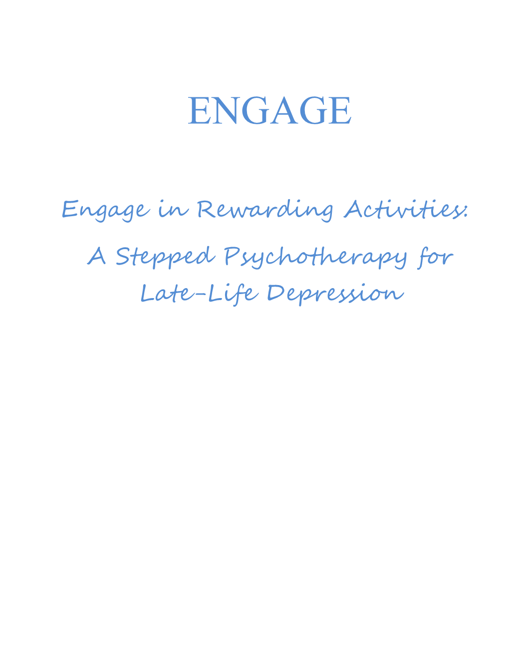 Astepped Psychotherapy for Late-Life Depression