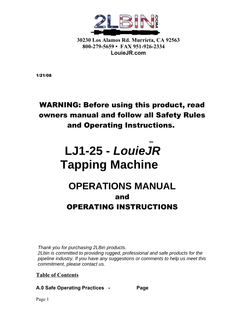 LJ1-25 - Louiejr Tapping Machine