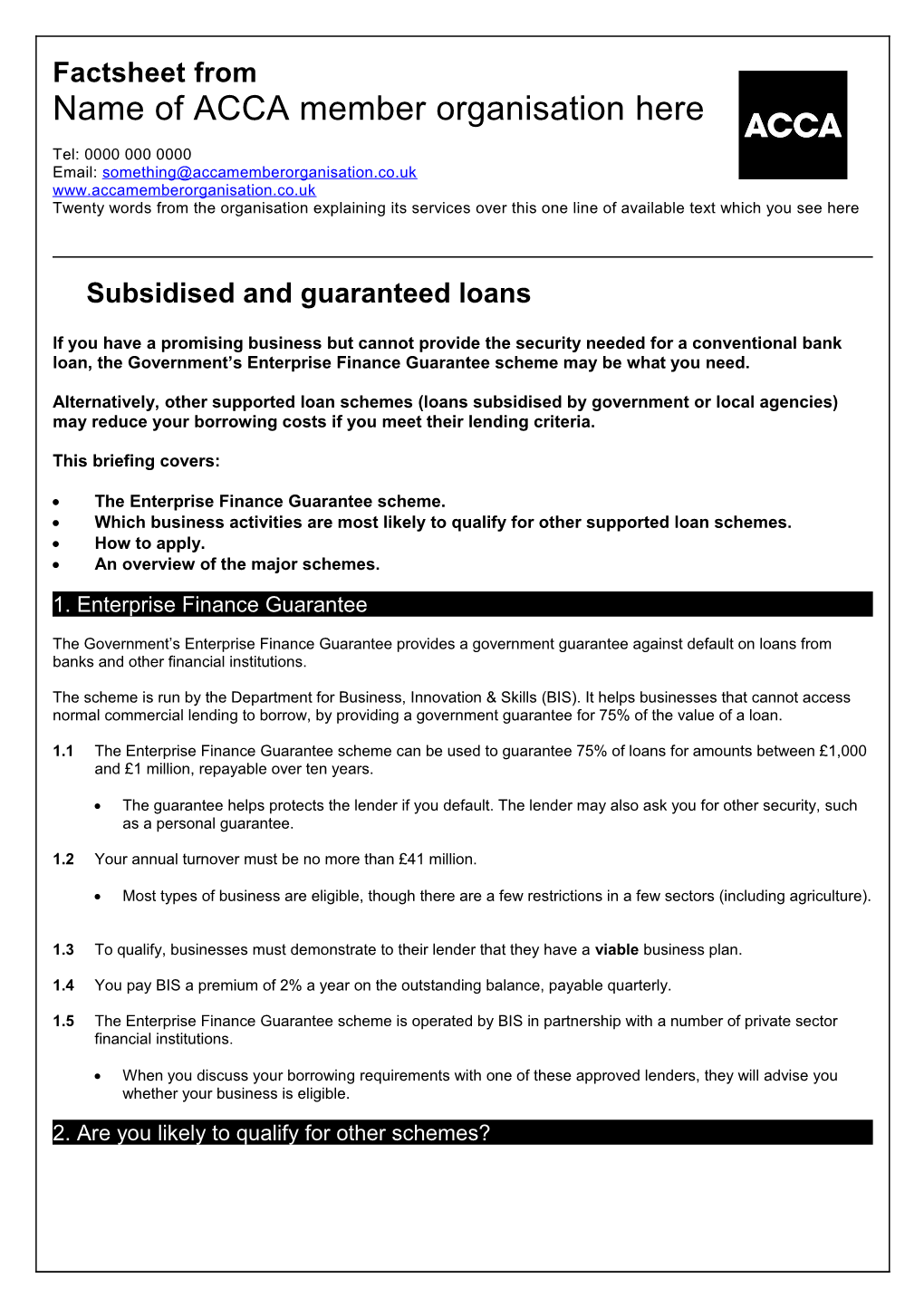 Subsidised and Guaranteed Loans