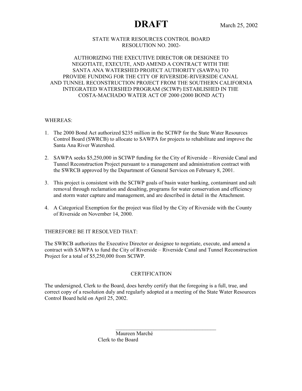 Contract with SAWPA/City of Riverside
