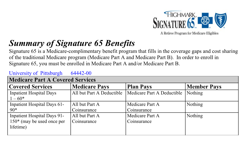 Summary of Signature 65 Benefits