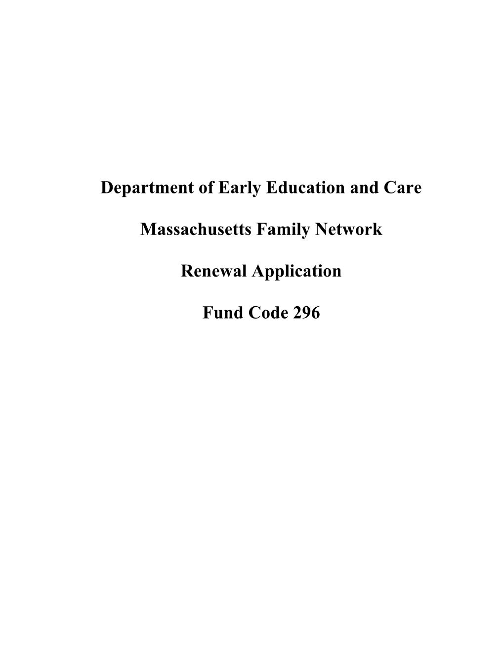 Department of Early Education and Care