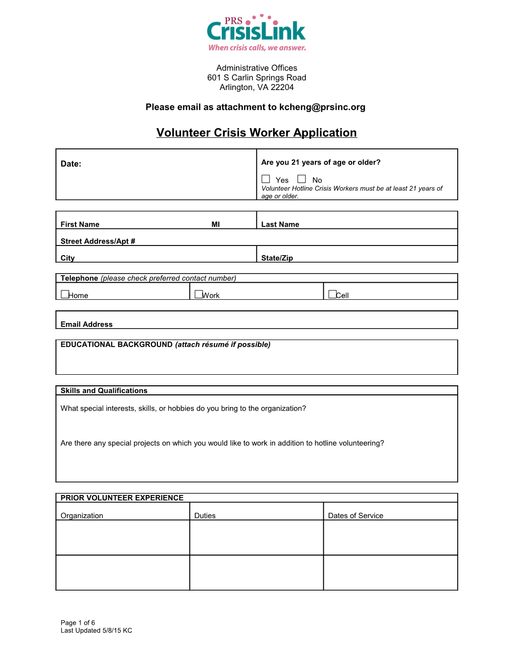 Volunteer Crisis Worker Application