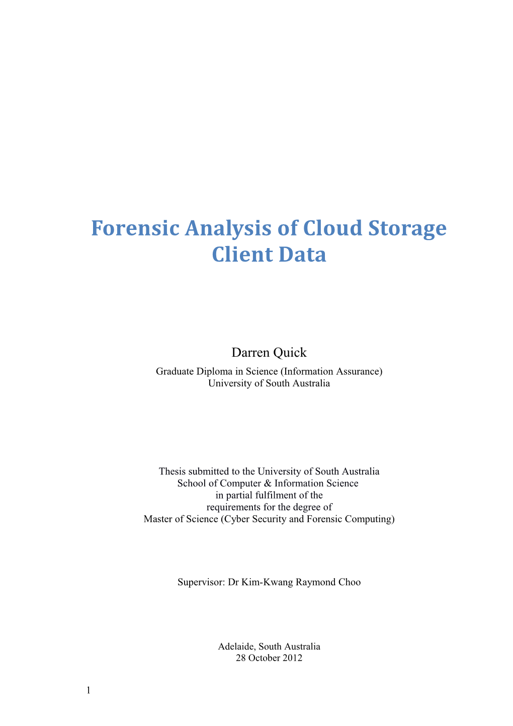 Cloud Storage Forensic Analysis