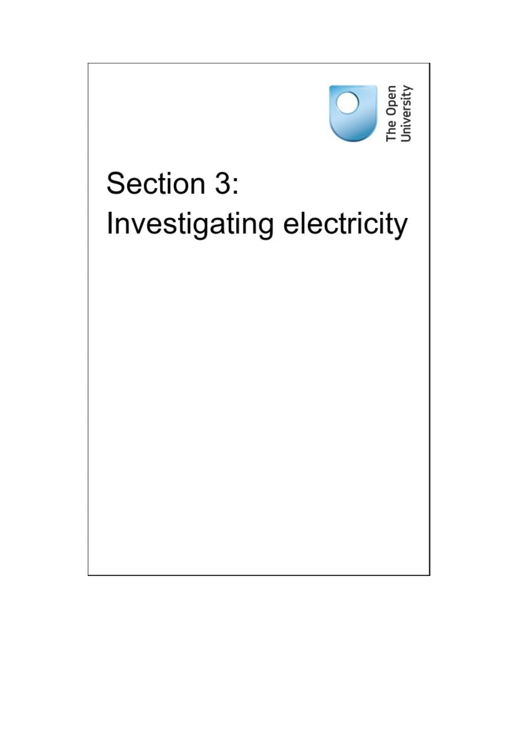 Section 3: Investigating Electricity