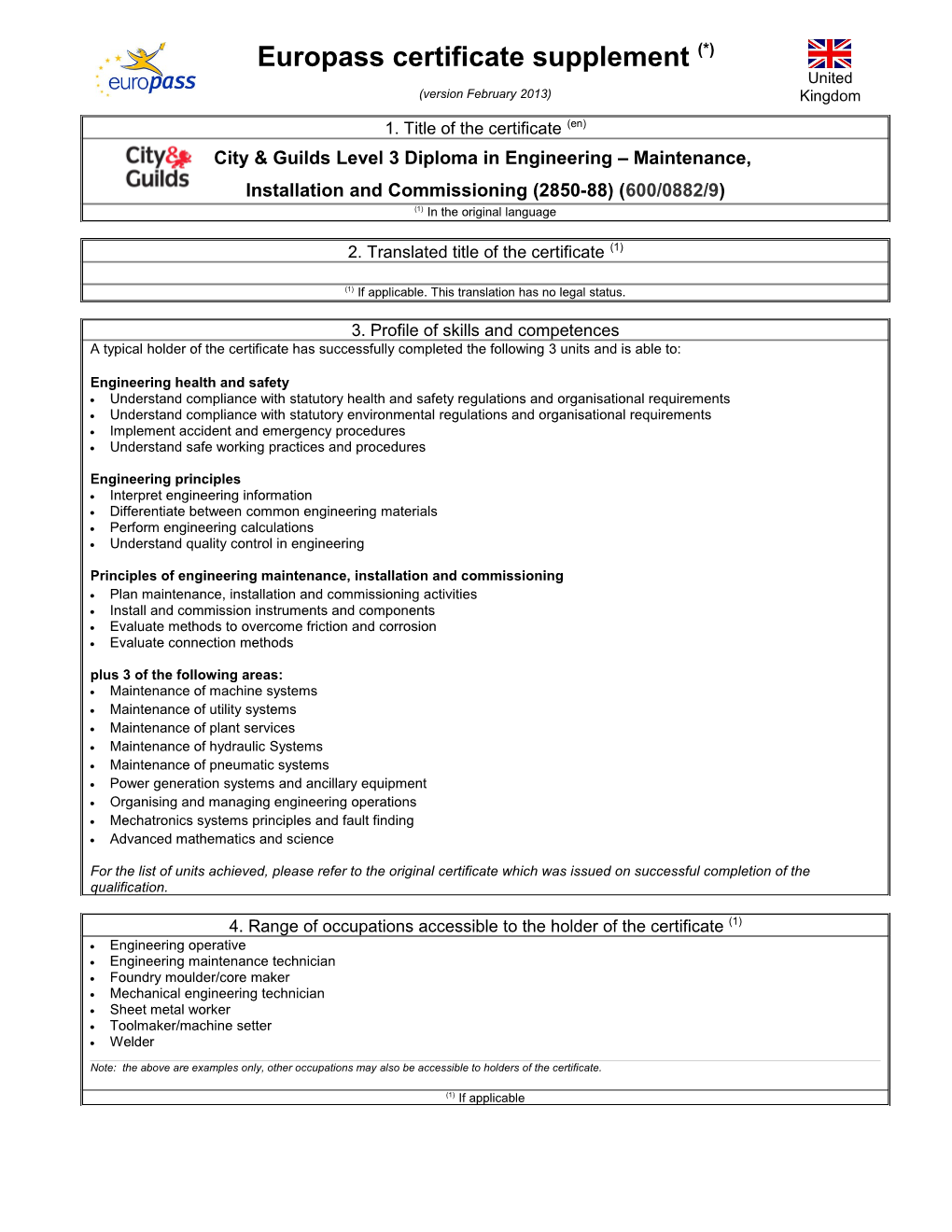 Certificate Supplement Europass EN