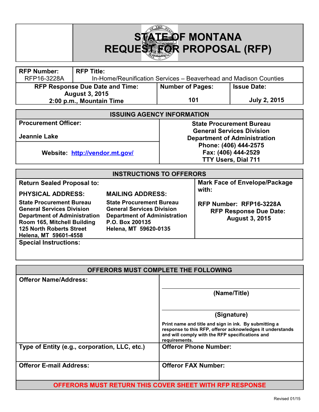 RFP#16-3228A in Home Reunification Services, Beaverhead and Madison County, Page 19