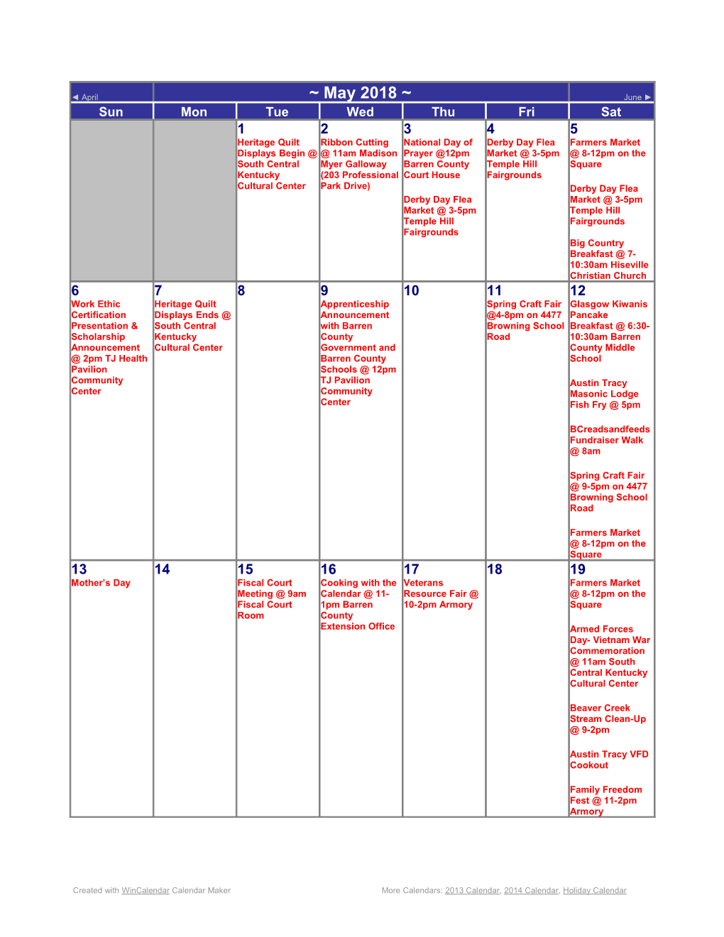 Created with Wincalendar Calendar Makermore Calendars: 2013 Calendar, 2014 Calendar, Holiday