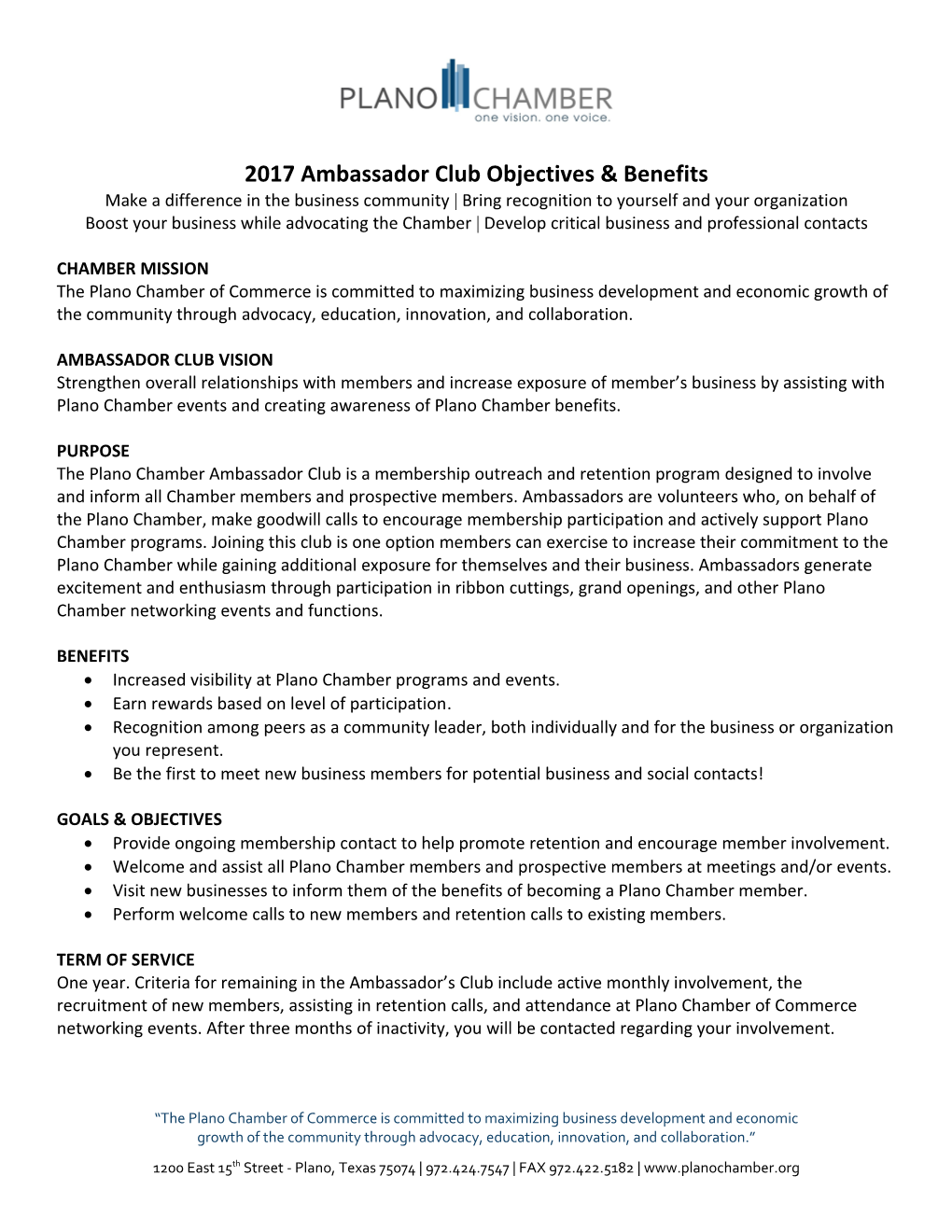 Ambassador Club Guidelines