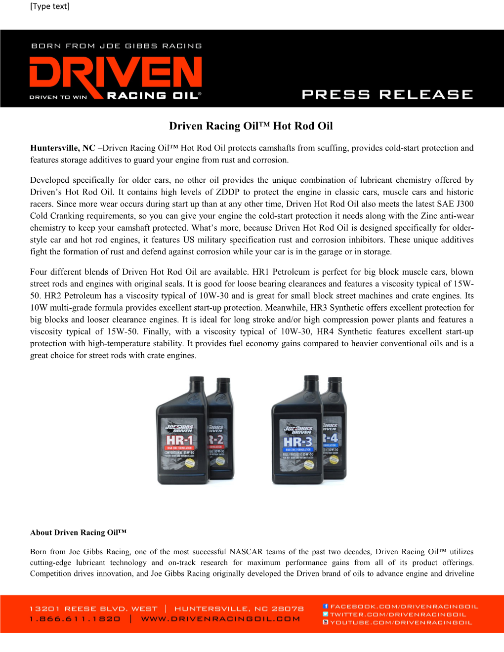 Driven Racing Oil Hot Rod Oil