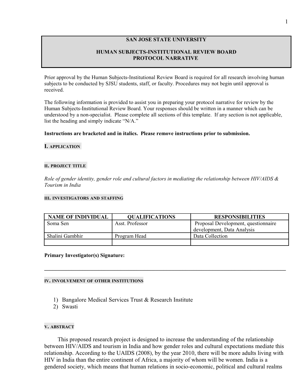 Research Synopsis Template