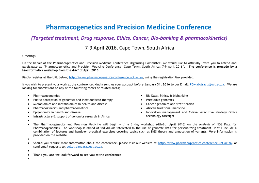 Pharmacogenetics and Precision Medicine Conference