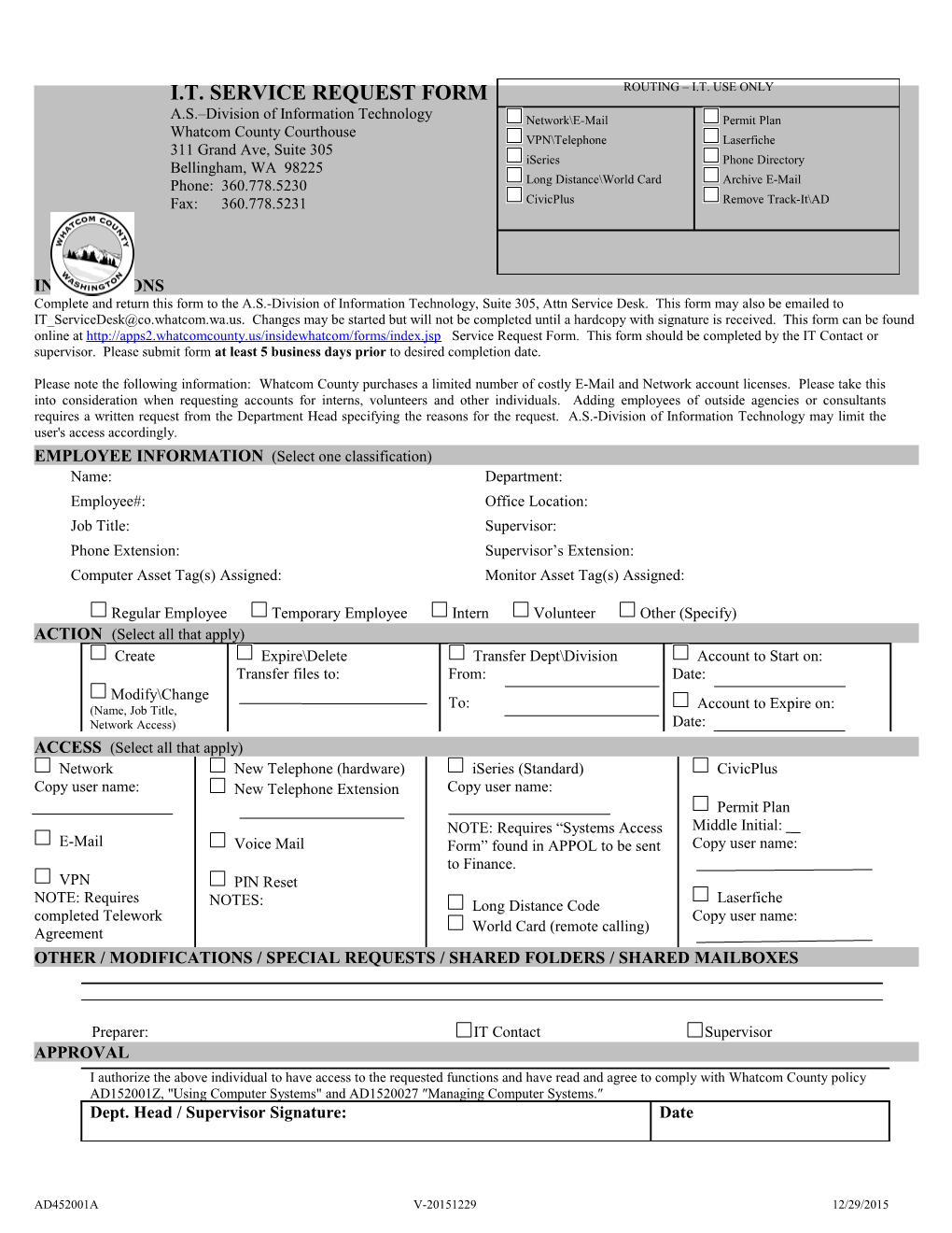 EMPLOYEE INFORMATION (Select One Classification)