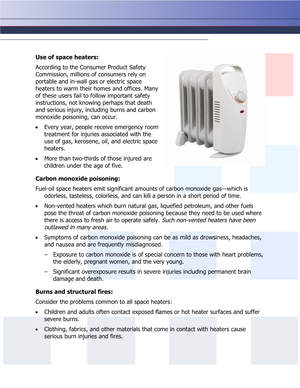 Use of Space Heaters