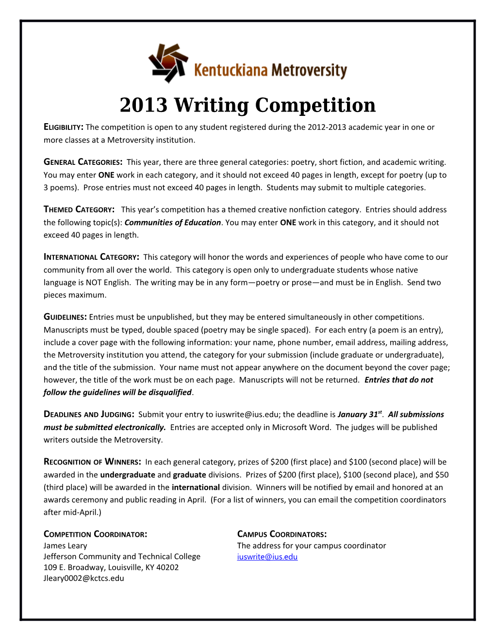 2013 Writing Competition