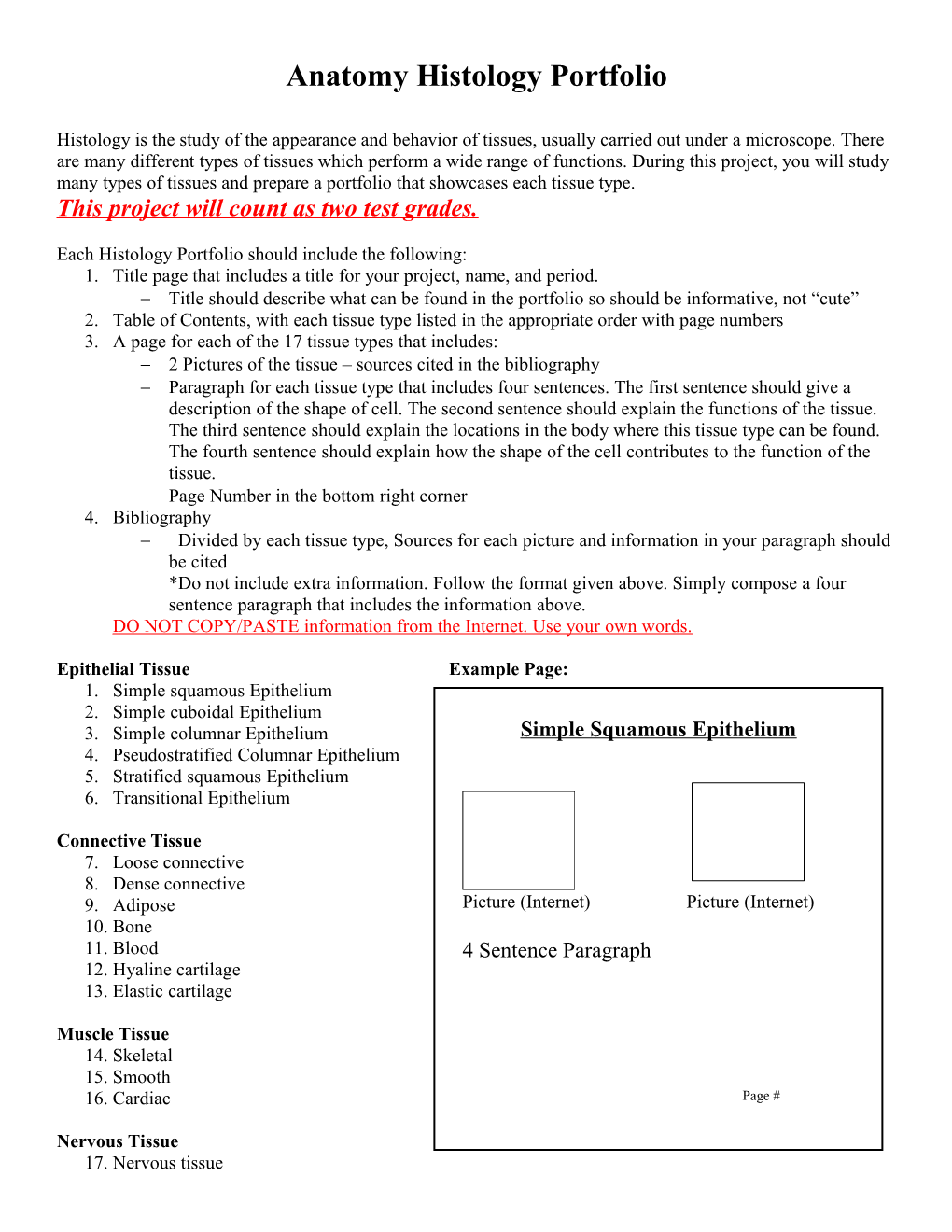 Anatomy Histology Portfolio