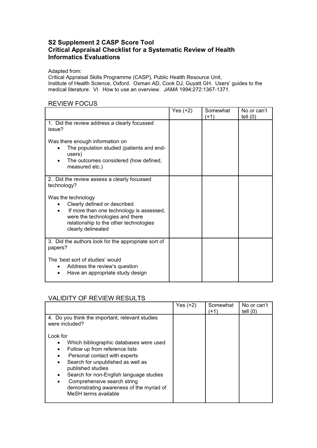 Appendix 2: Quality Assessment Form (CASP)