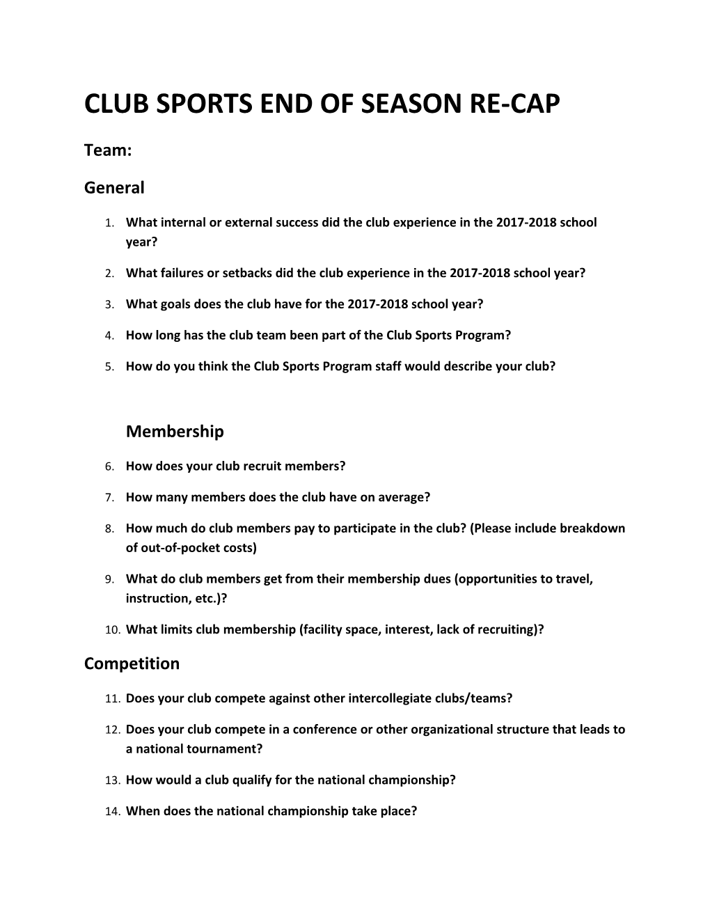 Club Sports End of Season Re-Cap