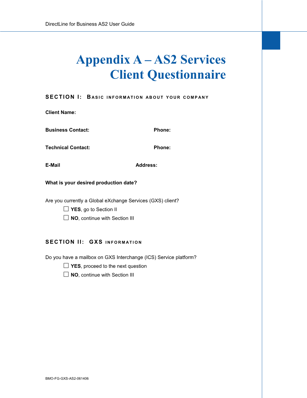 Appendix a AS2 Services Client Questionnaire