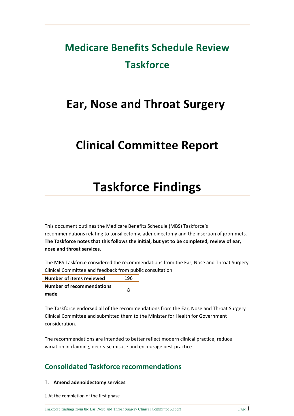 Medicare Benefits Schedule Review Taskforce